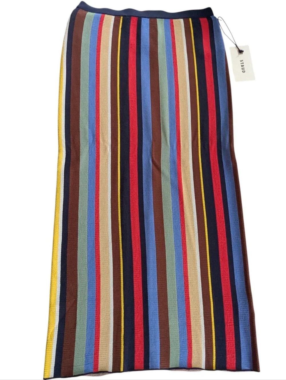 STAUD Striped Midi Skirt Size Medium - Picture 2 of 7